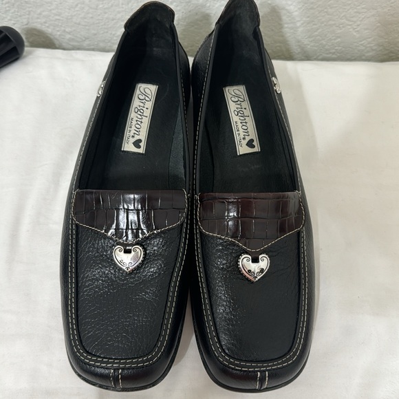 Brighton Ursa Black with Brown Detail Leather Loafer Size 8 - Picture 12 of 12